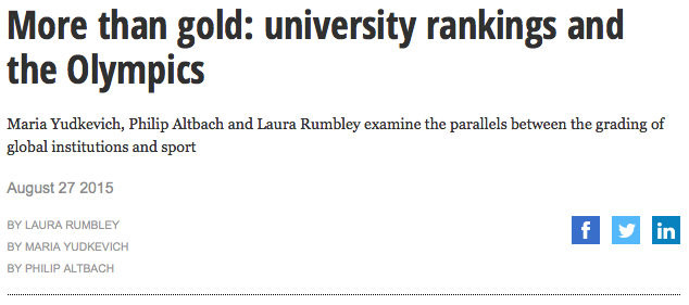 Illustration for news: More than gold: university rankings and the Olympics