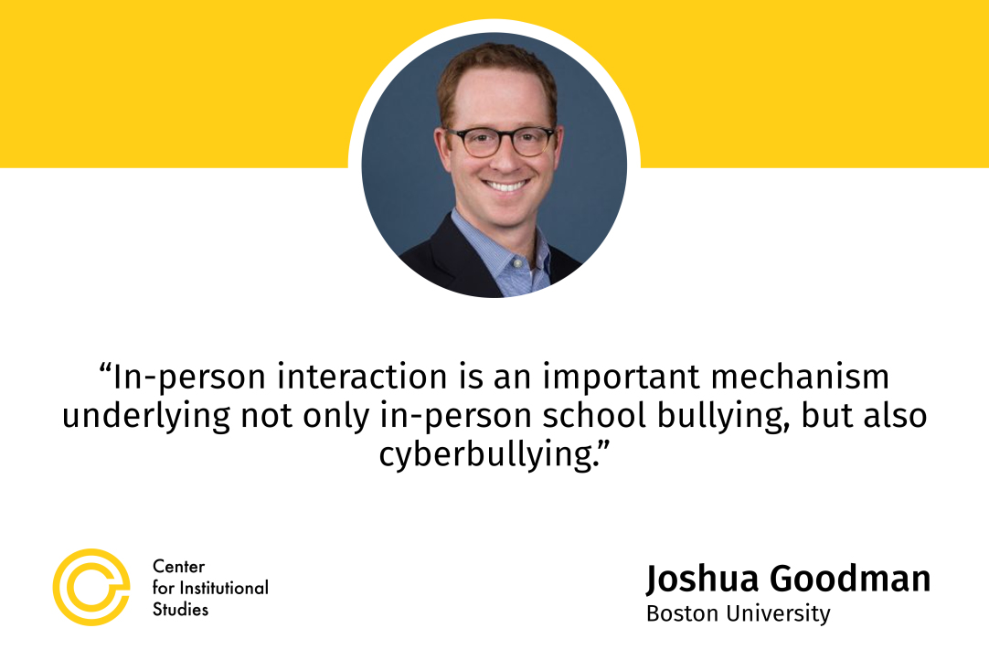 Научный семинар ИНИИ &quot;The COVID-19 Pandemic Disrupted Both School Bullying and Cyberbullying&quot;: Джошуа Гудман (Бостонский университет)