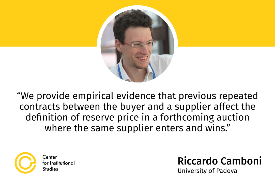CInSt Research Seminar &quot;Setting reserve prices in repeated procurement auctions&quot;: Riccardo Camboni (University of Padova)